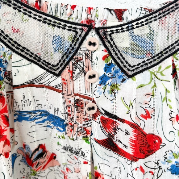 Anthropologie Eloise City Perch Camisole Floral Bird Print Spaghetti Strap Small - Picture 6 of 8
